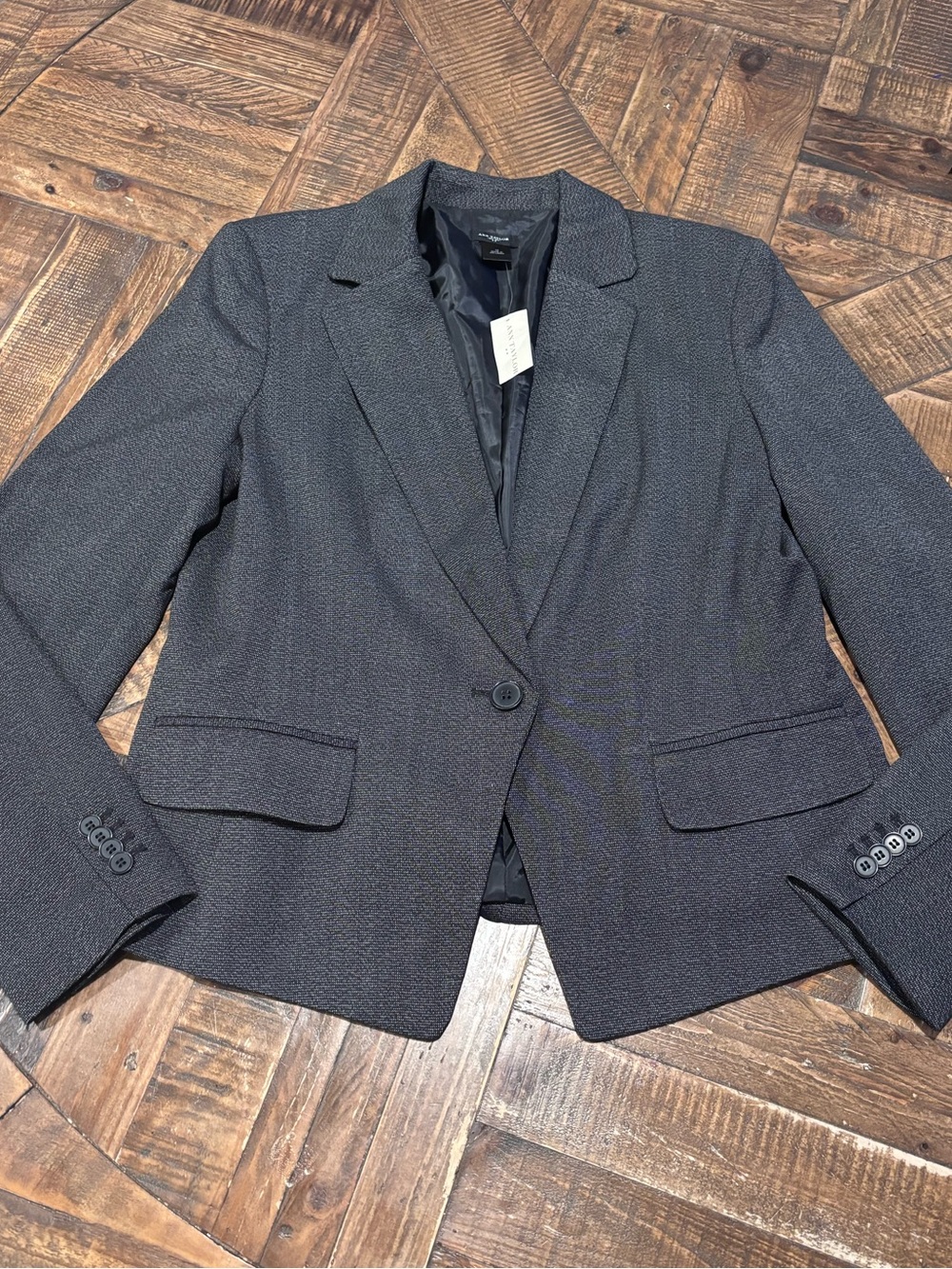 Ann Taylor NWT Dark Gray One-Button Textured Blazer in size 12
